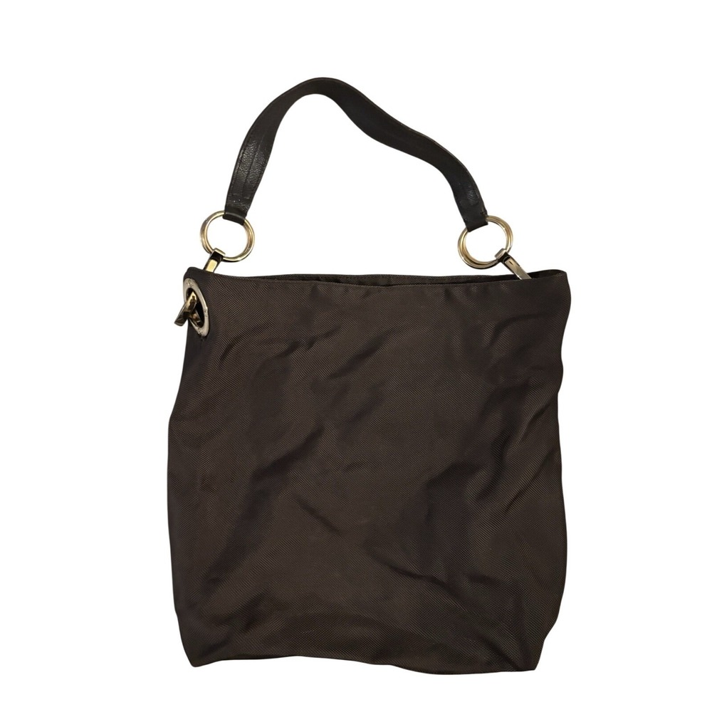 JPK Paris 75 Shoulder Bag Womens Medium Brown Nylon Floral Lining Gold Hardware‎